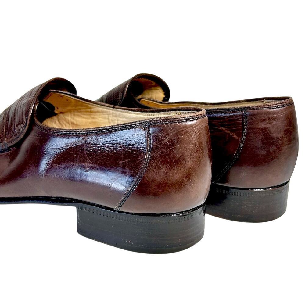 Vintage Bruno Magli Mens Burgundy leather Italian Loafers Size 8M Exotic skin - Picture 5 of 16